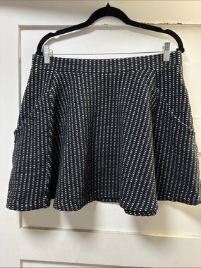 Free People Black & White Textured Skater Skirt